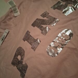 PINK Victoria's Secret Light Pink Tee with Silver Graphic